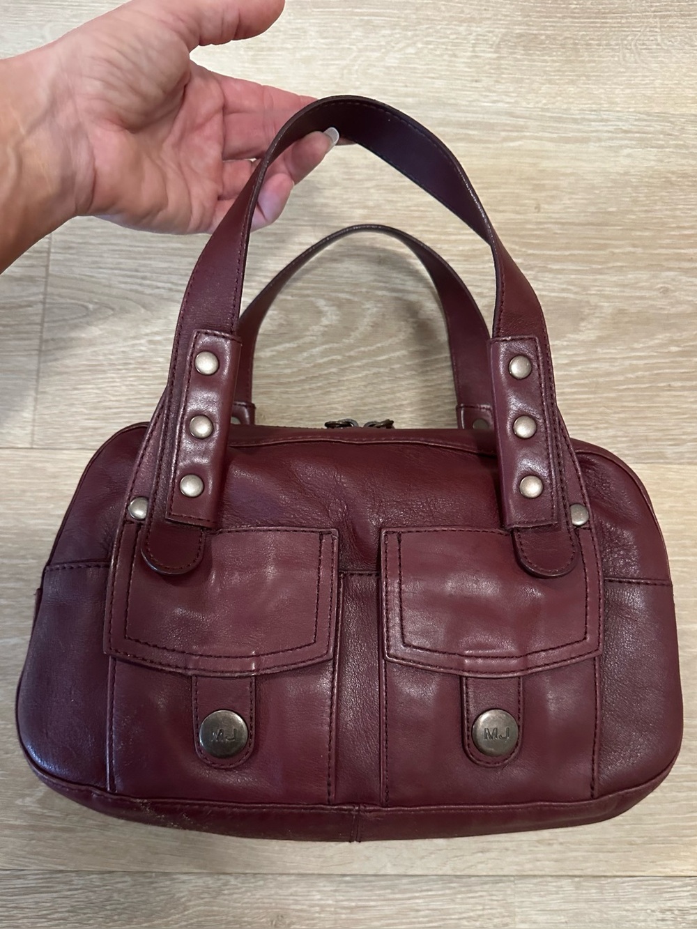 ⭐️VINTAGE Marc Jacobs Mini Stella Multi Pocket Cargo Satchel Burgundy Leather